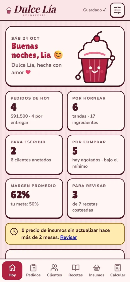 Pantalla de ejemplo de la app